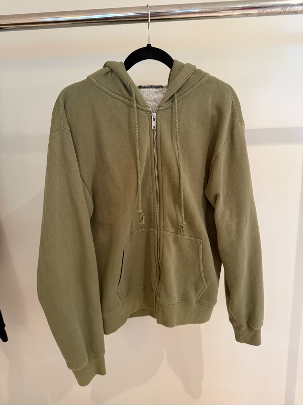 brandy melville green zip-up sweater